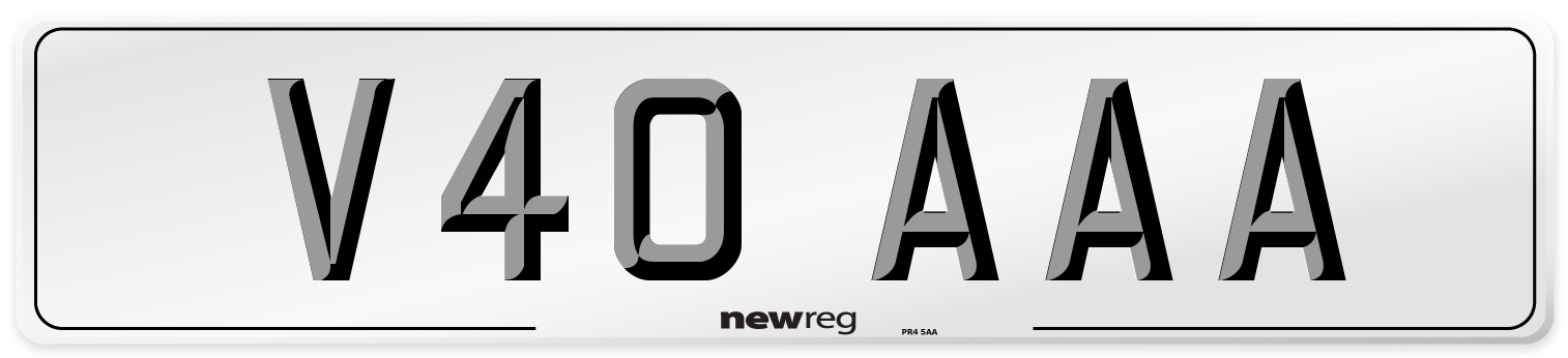 V40 AAA Number Plate from New Reg